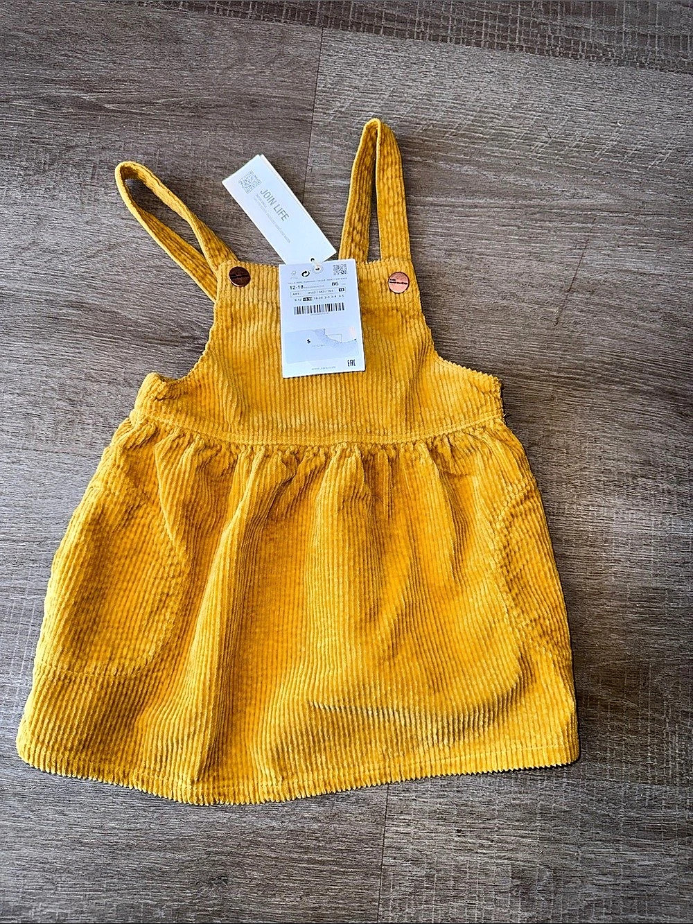 ZARA Corduroy Pinafore Dress Baby Yellow New